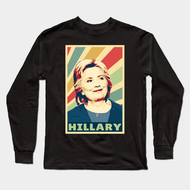 Hillary Clinton Vintage Colors Long Sleeve T-Shirt by Nerd_art